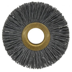 Osborn - 2-1/2" OD, 5/8" Arbor Hole, Crimped Nylon Wheel Brush - 3/8" Face Width, 11/16" Trim Length, 15,000 RPM - Exact Tooling
