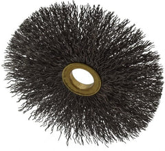 Osborn - 4" OD, 5/8" Arbor Hole, Crimped Steel Wheel Brush - 3/16" Face Width, 1-1/2" Trim Length, 0.014" Filament Diam, 15,000 RPM - Exact Tooling