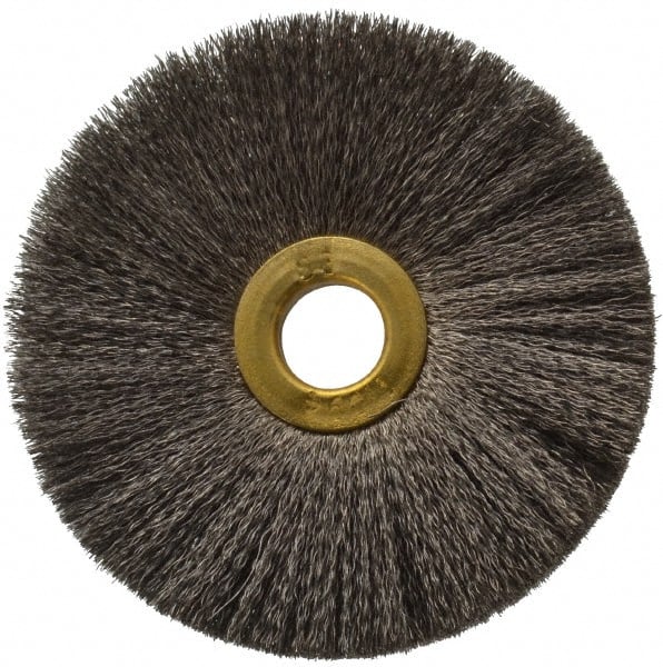 Osborn - 3" OD, 1/2" Arbor Hole, Crimped Stainless Steel Wheel Brush - 1/4" Face Width, 1" Trim Length, 0.005" Filament Diam, 20,000 RPM - Exact Tooling