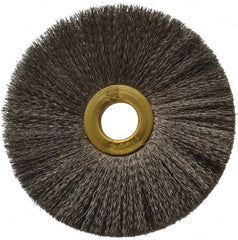 Osborn - 3" OD, 1/2" Arbor Hole, Crimped Stainless Steel Wheel Brush - 1/4" Face Width, 1" Trim Length, 0.005" Filament Diam, 20,000 RPM - Exact Tooling