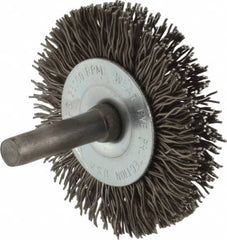 Osborn - 2" OD, 1/4" Shank Diam, Crimped Steel Wheel Brush - 3/8" Face Width, 7/16" Trim Length, 0.02" Filament Diam, 25,000 RPM - Exact Tooling