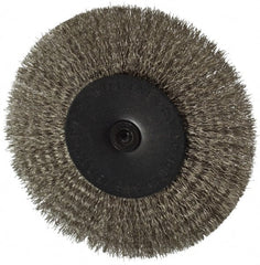 Osborn - 4" OD, 1/4" Shank Diam, Crimped Stainless Steel Wheel Brush - 1/2" Face Width, 1" Trim Length, 0.008" Filament Diam, 15,000 RPM - Exact Tooling