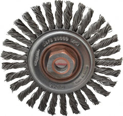 Osborn - 4" OD, 1/2-13 Arbor Hole, Knotted Steel Wheel Brush - 1/4" Face Width, 7/8" Trim Length, 0.02" Filament Diam, 20,000 RPM - Exact Tooling