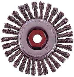 Osborn - 4" OD, 1/2-13 Arbor Hole, Knotted Stainless Steel Wheel Brush - 1/4" Face Width, 7/8" Trim Length, 0.02" Filament Diam, 20,000 RPM - Exact Tooling