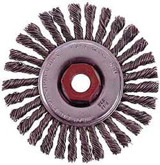 Osborn - 4" OD, 1/2-13 Arbor Hole, Knotted Stainless Steel Wheel Brush - 1/4" Face Width, 7/8" Trim Length, 0.02" Filament Diam, 20,000 RPM - Exact Tooling