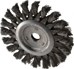 Osborn - 3" OD, 3/8" Arbor Hole, Knotted Steel Wheel Brush - 3/8" Face Width, 5/8" Trim Length, 0.014" Filament Diam, 25,000 RPM - Exact Tooling