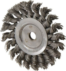 Osborn - 3" OD, 3/8" Arbor Hole, Knotted Steel Wheel Brush - 3/8" Face Width, 5/8" Trim Length, 0.02" Filament Diam, 25,000 RPM - Exact Tooling