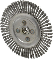 Osborn - 6-1/2" OD, 5/8-11 Arbor Hole, Knotted Steel Wheel Brush - 3/16" Face Width, 1-1/4" Trim Length, 0.02" Filament Diam, 12,000 RPM - Exact Tooling