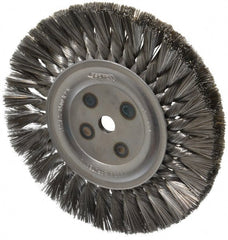 Osborn - 8" OD, 5/8" Arbor Hole, Knotted Steel Wheel Brush - 5/8" Face Width, 1-11/16" Trim Length, 0.014" Filament Diam, 8,500 RPM - Exact Tooling