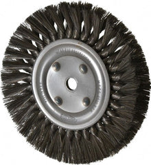 Osborn - 8" OD, 5/8" Arbor Hole, Knotted Steel Wheel Brush - 5/8" Face Width, 1-11/16" Trim Length, 0.016" Filament Diam, 8,500 RPM - Exact Tooling