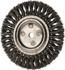 Osborn - 8" OD, 5/8" Arbor Hole, Knotted Steel Wheel Brush - 5/8" Face Width, 1-11/16" Trim Length, 0.025" Filament Diam, 8,500 RPM - Exact Tooling
