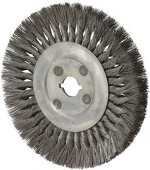 Osborn - 10" OD, 1-1/4" Arbor Hole, Knotted Steel Wheel Brush - 5/8" Face Width, 2-1/4" Trim Length, 0.014" Filament Diam, 4,500 RPM - Exact Tooling