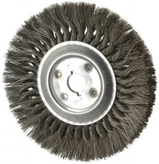 Osborn - 10" OD, 1-1/4" Arbor Hole, Knotted Steel Wheel Brush - 5/8" Face Width, 2-1/4" Trim Length, 0.016" Filament Diam, 4,500 RPM - Exact Tooling