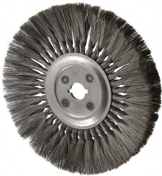 Osborn - 12" OD, 1-1/4" Arbor Hole, Knotted Steel Wheel Brush - 5/8" Face Width, 0.0118" Filament Diam, 4,500 RPM - Exact Tooling