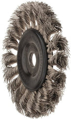 Osborn - 4" OD, 1/2" Arbor Hole, Knotted Stainless Steel Wheel Brush - 5/16" Face Width, 7/8" Trim Length, 0.014" Filament Diam, 20,000 RPM - Exact Tooling