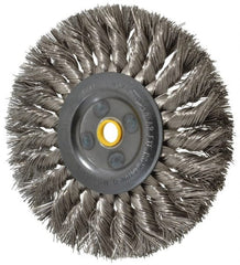 Osborn - 6" OD, 5/8" Arbor Hole, Knotted Stainless Steel Wheel Brush - 1/2" Face Width, 1-1/2" Trim Length, 0.016" Filament Diam, 9,000 RPM - Exact Tooling