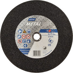 Norton - 12" 36 Grit Aluminum Oxide Cutoff Wheel - 7/64" Thick, 1" Arbor, 5,095 Max RPM, Use with Chop Saws - Exact Tooling