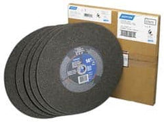 Norton - 14" 36 Grit Aluminum Oxide Cutoff Wheel - 7/64" Thick, 1" Arbor, 4,365 Max RPM, Use with Chop Saws - Exact Tooling