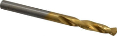 Chicago-Latrobe - 11/64" 135° Spiral Flute High Speed Steel Screw Machine Drill Bit - TiN Finish, Right Hand Cut, 1-1/16" Flute Length, 2-1/8" OAL, Split Point, Straight Shank - Exact Tooling