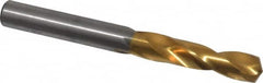Chicago-Latrobe - 0.302" 135° Spiral Flute High Speed Steel Screw Machine Drill Bit - TiN Finish, Right Hand Cut, 1-5/8" Flute Length, 2-13/16" OAL, Split Point, Straight Shank - Exact Tooling