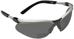 3M - +2.5, Gray Lenses, Scratch Resistant, Framed Magnifying Safety Glasses - UV Protection, Adjustable Temples, Silver/Black Plastic Frame, ANSI Z87.1-2003 - Exact Tooling