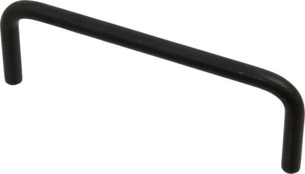Amatom Electronic Hardware - 4-1/4" Long x 1-1/2" High, Round Handle - Black Anodized, Aluminum, 4" Center to Center - Exact Tooling