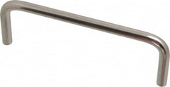 Amatom Electronic Hardware - 4-1/4" Long x 1-1/2" High, Round Handle - Clear Passivated, Stainless Steel, 4" Center to Center - Exact Tooling