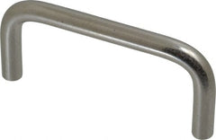 Amatom Electronic Hardware - 3-5/16" Long x 1-1/2" High, Round Handle - Clear Passivated, Stainless Steel, 3" Center to Center - Exact Tooling