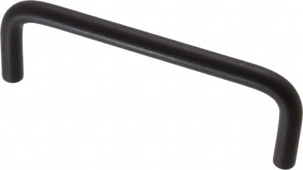 Amatom Electronic Hardware - 4-5/16" Long x 1-1/2" High, Round Handle - Black Anodized, Aluminum, 4" Center to Center - Exact Tooling