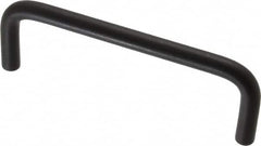 Amatom Electronic Hardware - 4-5/16" Long x 1-1/2" High, Round Handle - Black Anodized, Aluminum, 4" Center to Center - Exact Tooling