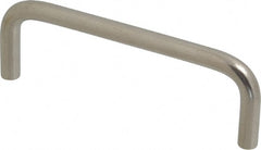 Amatom Electronic Hardware - 4-5/16" Long x 1-1/2" High, Round Handle - Clear Passivated, Stainless Steel, 4" Center to Center - Exact Tooling