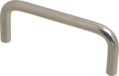 Amatom Electronic Hardware - 4-3/8" Long x 1-7/8" High, Round Handle - Clear Passivated, Stainless Steel, 4" Center to Center - Exact Tooling