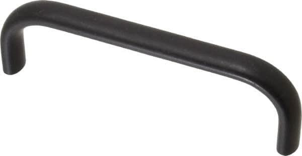 Amatom Electronic Hardware - 4-9/32" Long x 0.44" Wide x 1-9/32" High, Oval Handle - Black Anodized, Aluminum, 4" Center to Center - Exact Tooling