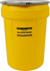 Eagle - 30 Gallon Capacity, Metal Lever Lock, Yellow Salvage Drum - 5 Gallon Container, Polyethylene, 220 Lb. Capacity, UN 1H2/X100/S Listing - Exact Tooling