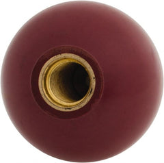Gibraltar - 1/2-20 Thread, 1-15/16" Diam, 1-27/32" High, Female Insert Ball Knob - Red, Phenolic, Smooth Grip, 1-1/8" Hole Depth - Exact Tooling