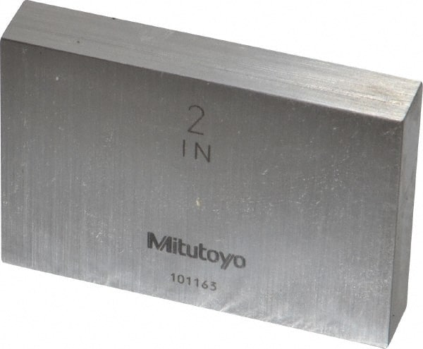 Mitutoyo - 2" Rectangular Steel Gage Block - Accuracy Grade 0, Includes Certificate of Inspection - Exact Tooling