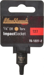 Blackhawk by Proto - 1/4" Drive, T27 Impact Torx Bit Socket - 1-3/16" OAL - Exact Tooling