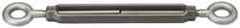 Made in USA - 1,200 Lb Load Limit, 3/8" Thread Diam, 6" Take Up, Stainless Steel Eye & Eye Turnbuckle - 7-1/8" Body Length, 9/16" Neck Length, 13" Closed Length - Exact Tooling