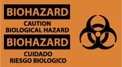 NMC - "Biohazard - Caution - Biological Hazard", 10" Long x 18" Wide, Rigid Plastic Safety Sign - Rectangle, 0.05" Thick, Use for Hazardous Materials - Exact Tooling