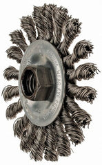 Anderson - 4" OD, 5/8-11 Arbor Hole, Knotted Stainless Steel Wheel Brush - 3/8" Face Width, 1" Trim Length, 0.02" Filament Diam, 20,000 RPM - Exact Tooling