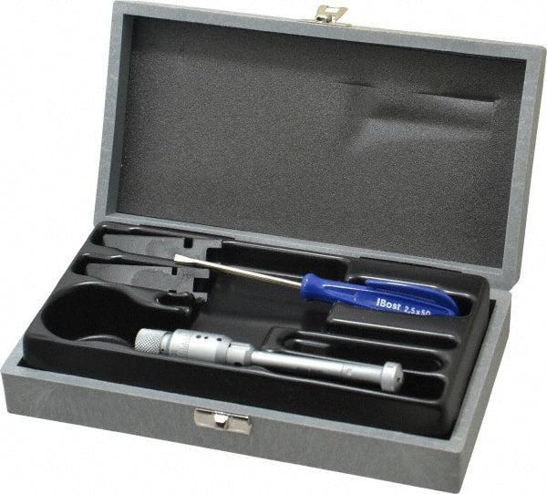 TESA Brown & Sharpe - 0.425 to 0.5", 2" Gage Depth, Mechanical Inside Hole Micrometer - 0.0001" Graduation, Ratchet Stop Thimble - Exact Tooling