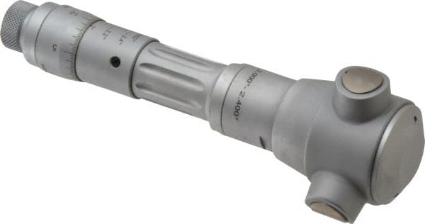 TESA Brown & Sharpe - 2 to 2.4", 3" Gage Depth, Mechanical Inside Hole Micrometer - 0.0002" Graduation, Ratchet Stop Thimble - Exact Tooling