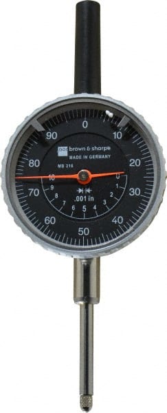 TESA Brown & Sharpe - 1" Range, 0-100 Dial Reading, 0.001" Graduation Dial Drop Indicator - 2-1/4" Dial, 0.1" Range per Revolution, Revolution Counter - Exact Tooling