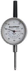 TESA Brown & Sharpe - 1/4" Range, 0-50-0 Dial Reading, 0.001" Graduation Dial Drop Indicator - 1-11/16" Dial, 0.1" Range per Revolution, Revolution Counter - Exact Tooling