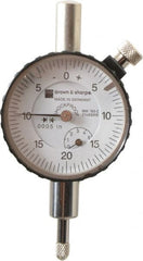 TESA Brown & Sharpe - 1/4" Range, 0-25-0 Dial Reading, 0.0005" Graduation Dial Drop Indicator - 1-11/16" Dial, 0.05" Range per Revolution, Revolution Counter - Exact Tooling