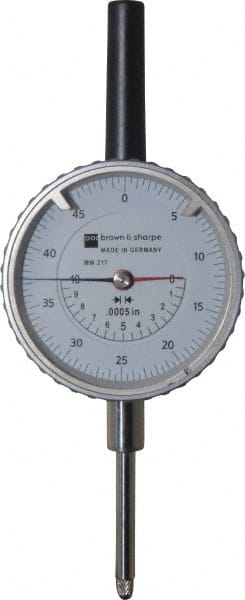 TESA Brown & Sharpe - 1" Range, 0-50 Dial Reading, 0.0005" Graduation Dial Drop Indicator - 2-1/4" Dial, 0.05" Range per Revolution, Revolution Counter - Exact Tooling