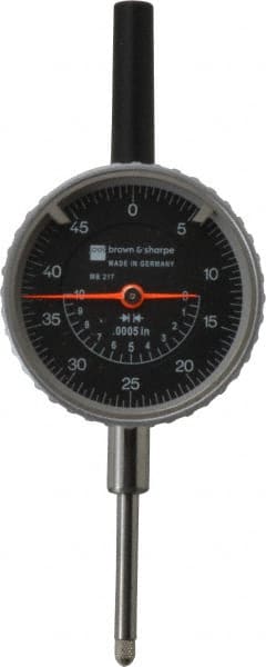 TESA Brown & Sharpe - 1" Range, 0-50 Dial Reading, 0.0005" Graduation Dial Drop Indicator - 2-1/4" Dial, 0.05" Range per Revolution, Revolution Counter - Exact Tooling