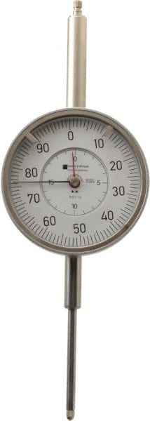 TESA Brown & Sharpe - 2" Range, 0-100 Dial Reading, 0.001" Graduation Dial Drop Indicator - 3" Dial, 0.1" Range per Revolution, Revolution Counter - Exact Tooling