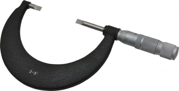 TESA Brown & Sharpe - 2" to 3" Mechanical Blade Micrometer - 0.001" Graduation, 0.017" Blade Thickness, Friction Thimble - Exact Tooling