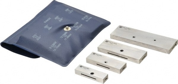 TESA Brown & Sharpe - 3/8 to 1-5/16 Inch Adjustable Parallel Set - 1-3/4 to 3-9/16 Inch Long, 9/32 Inch Thick, Includes Case, 4 Pieces - Exact Tooling